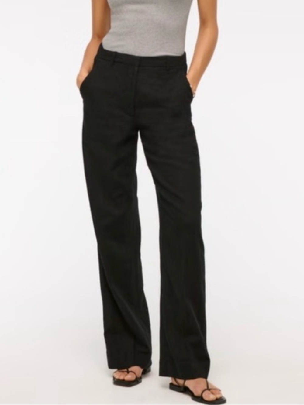 Abercrombie & Fitch Curve Love A&F Tailored Linen-Blend Wide Leg Pant